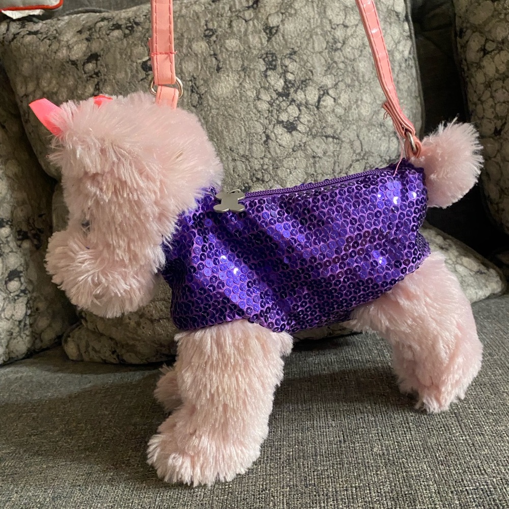 Plush Dog Handbags with Red and Pink Accents - Picture 4 of 9